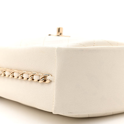 Chanel Goatskin Stitched Casual Trip North South Camera Case White 9 of 14