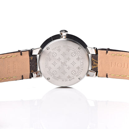 Louis Vuitton Stainless Steel Monogram Diamond 28mm Tambour Slim Quartz Watch 5 of 10