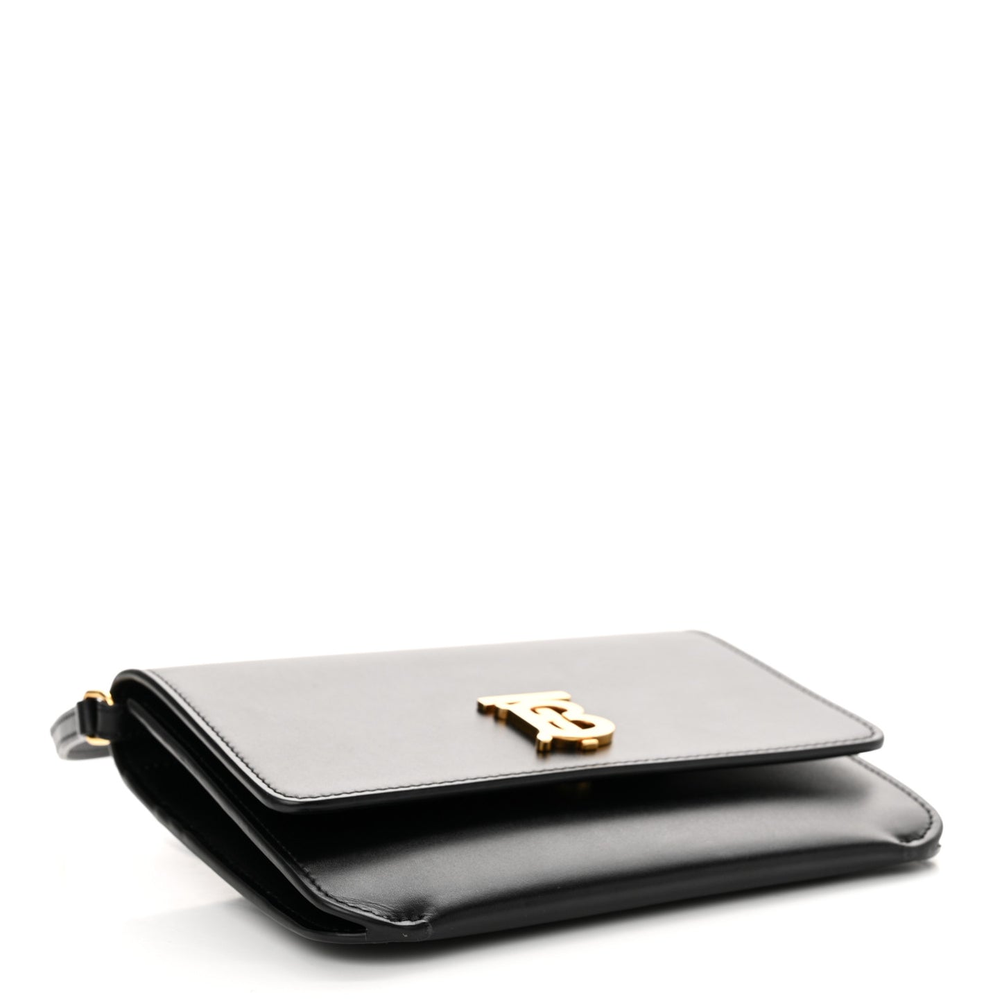Calfskin Monogram TB Mini Flat Crossbody Bag Black