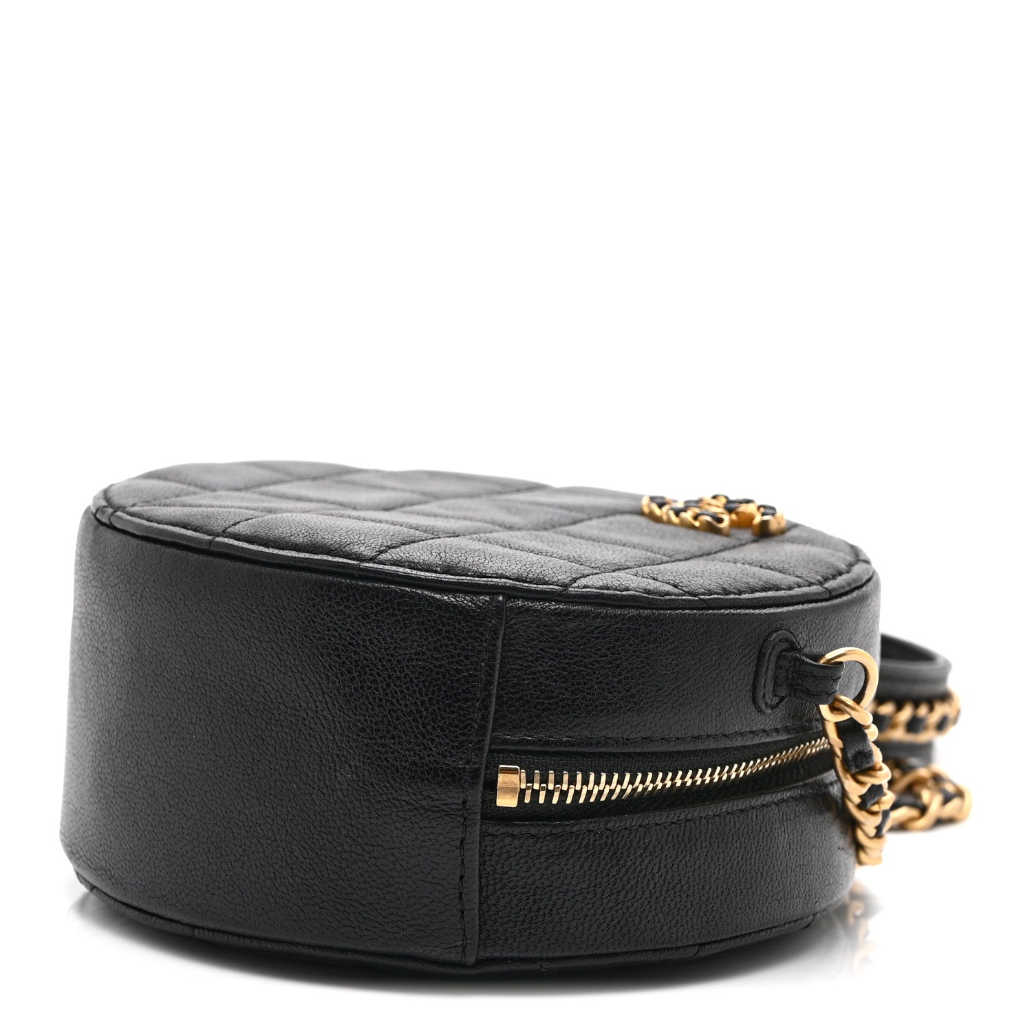 Chanel Goatskin Quilted Chanel 19 Round Clutch With Chain Black 4 of 10