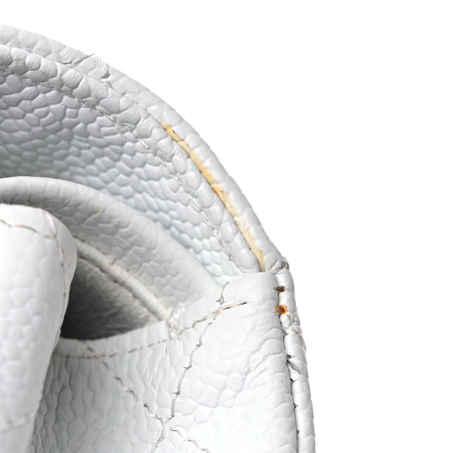 Caviar Quilted Medium Double Flap White