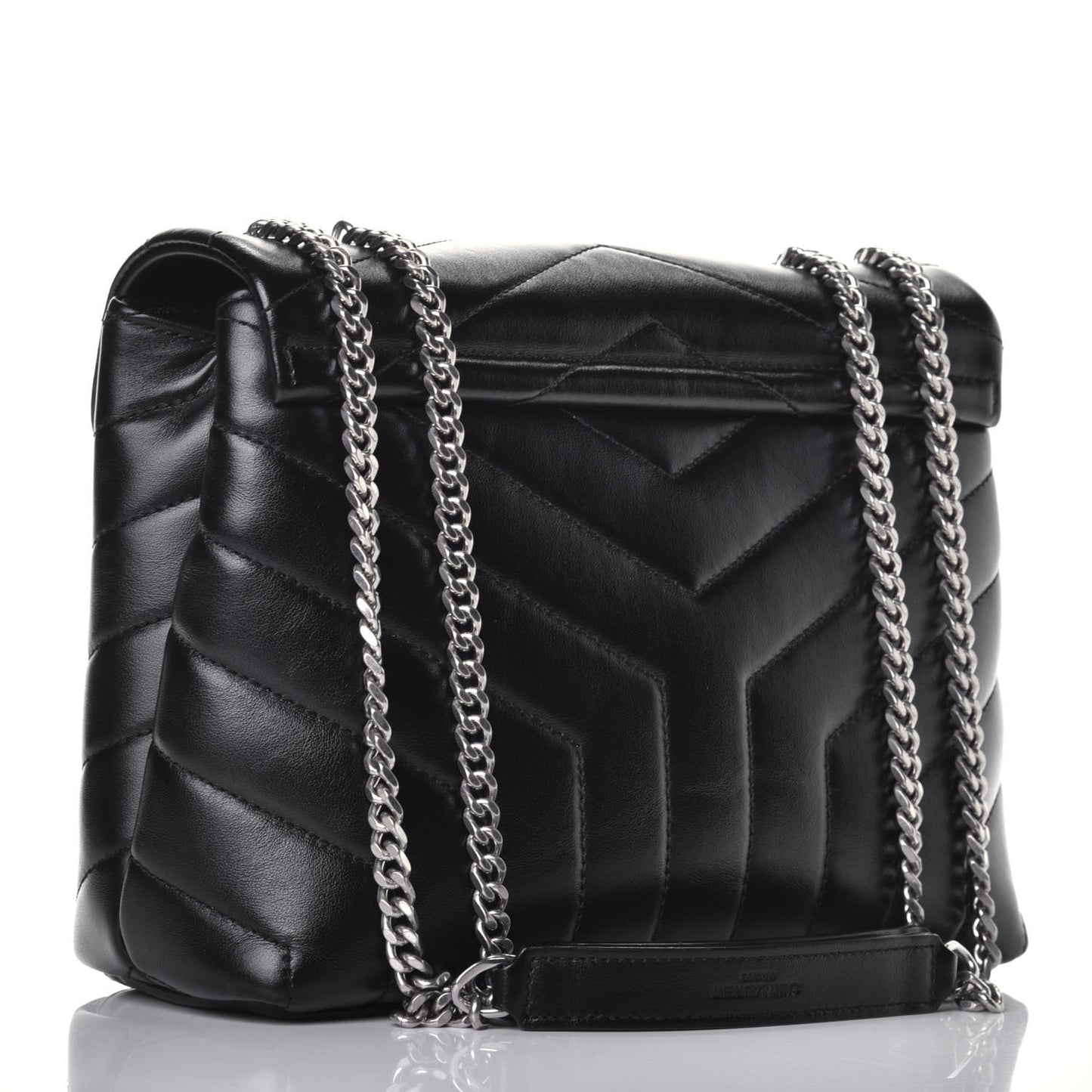 Calfskin Y Quilted Monogram Small Loulou Chain Satchel Black