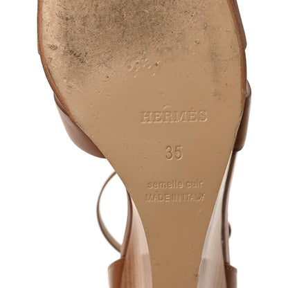 Hermes Calfskin Legend Wedge Sandals 35 Gold 8 of 10