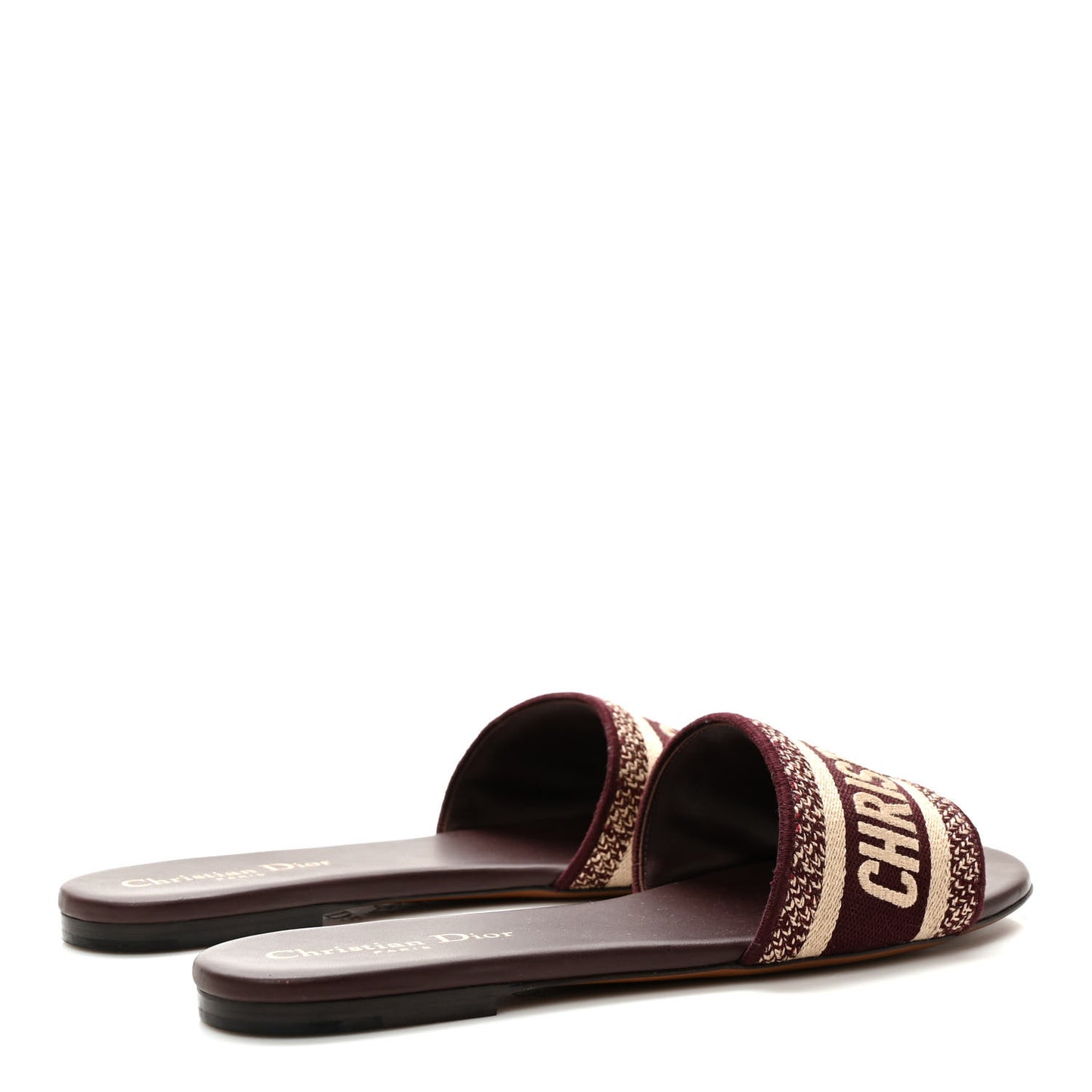 Canvas Embroidered Dway Mules Slide Sandals 37.5 Burgundy