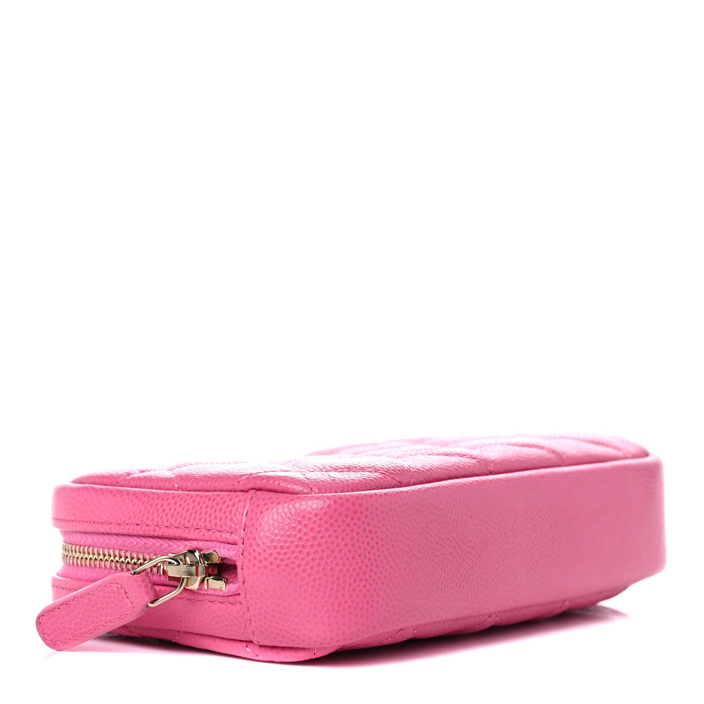 Caviar Quilted Small Curvy Pouch Cosmetic Case Pink