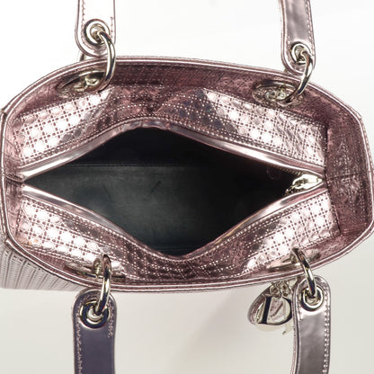 Christian Dior Metallic Patent Micro-Cannage Medium Lady Dior Pink 5 of 8