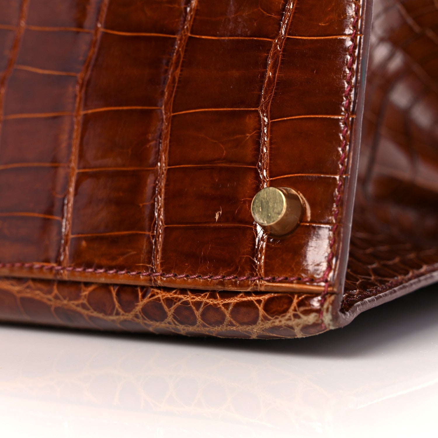 Hermes Shiny Niloticus Crocodile Kelly Sellier 28 Miel 32 of 34