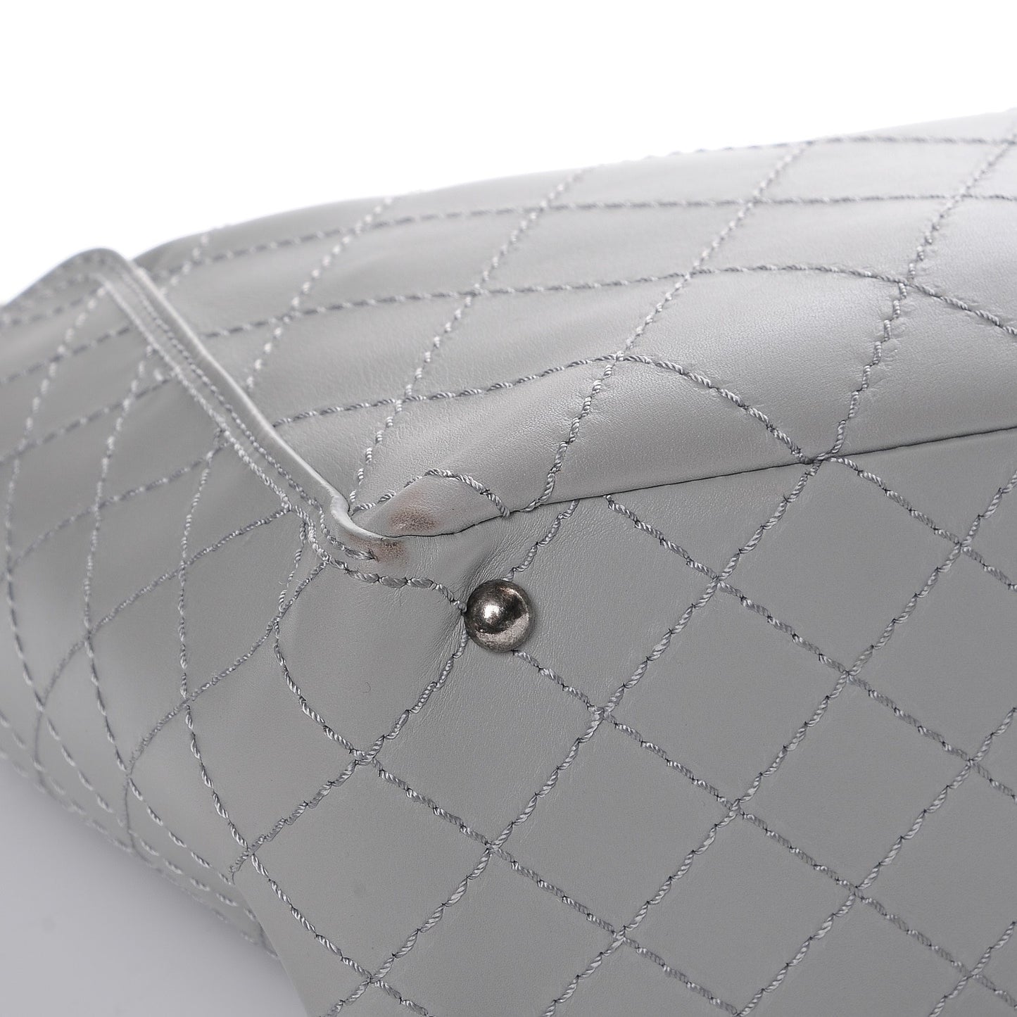Calfskin Stitched CC Pocket Hobo Grey
