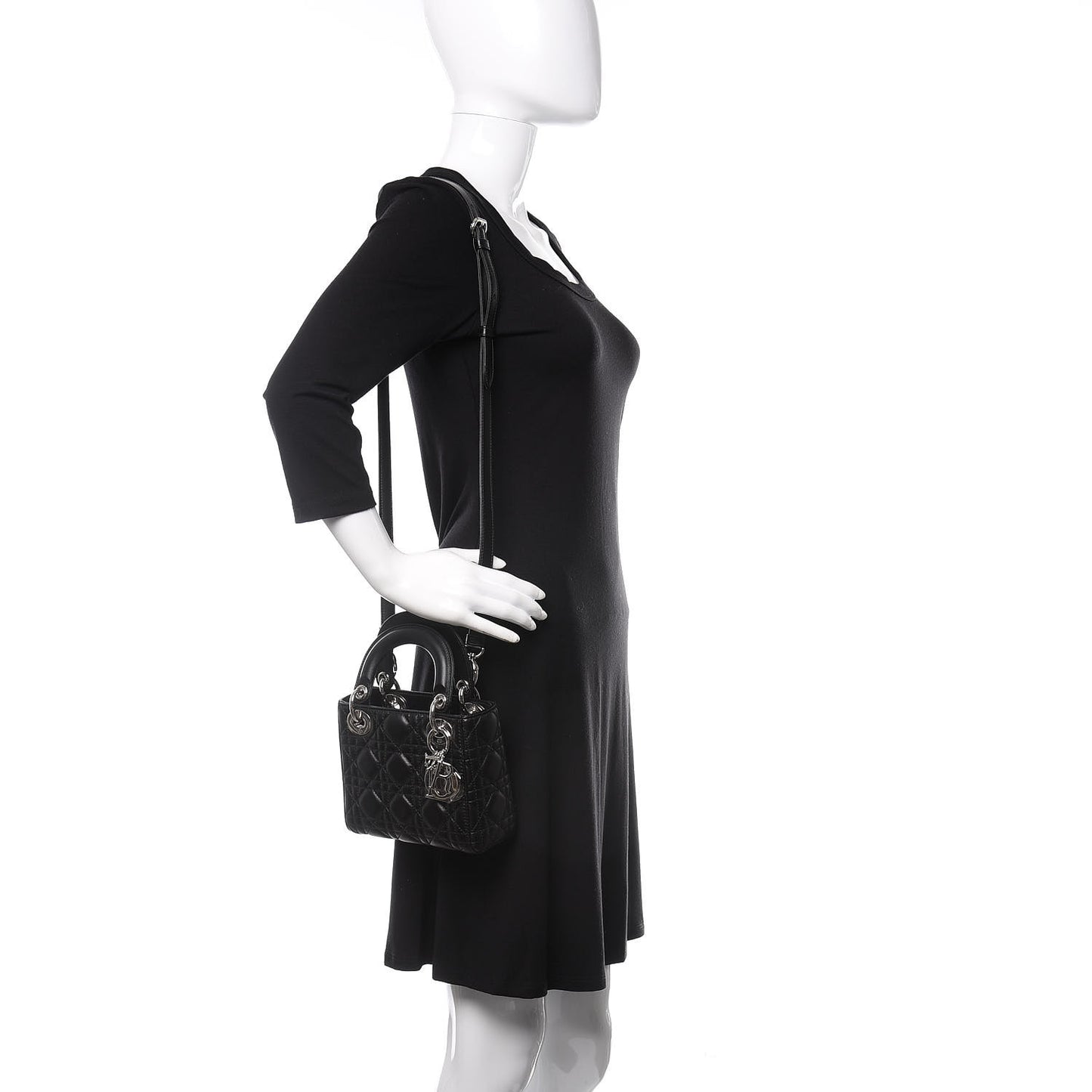 Lambskin Cannage Mini Lady Dior Black