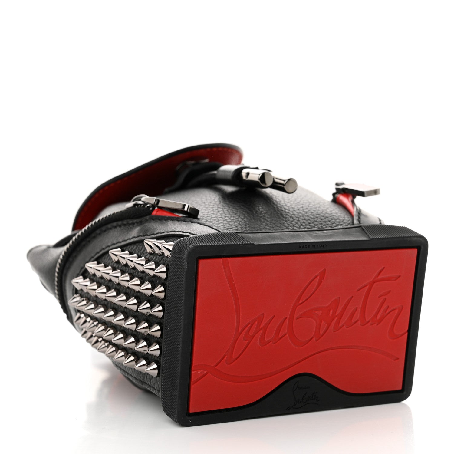 Christian Louboutin Calfskin Spiked Mini Explorafunk Keyring Bag Black 4 of 10