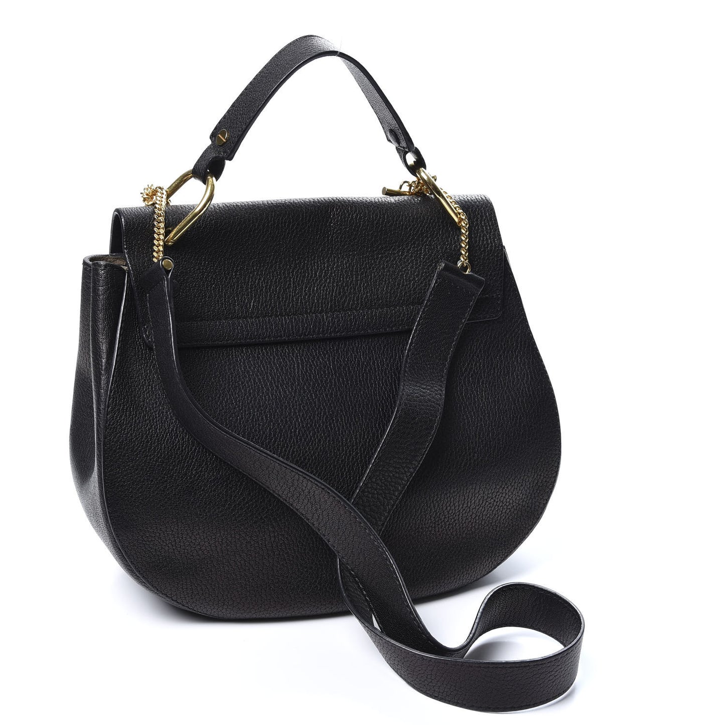 Grained Lambskin Large Drew Shoulder Bag Black