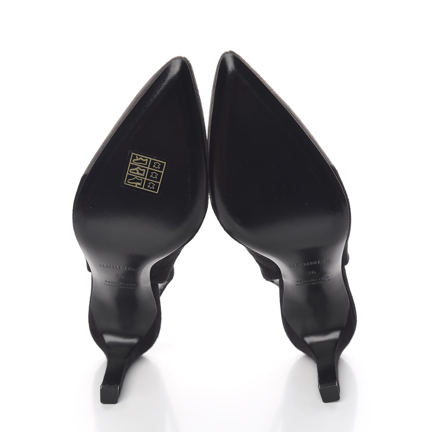 Hermes Suede Goatskin Tina Pumps 36 Black Multicolor 9 of 10