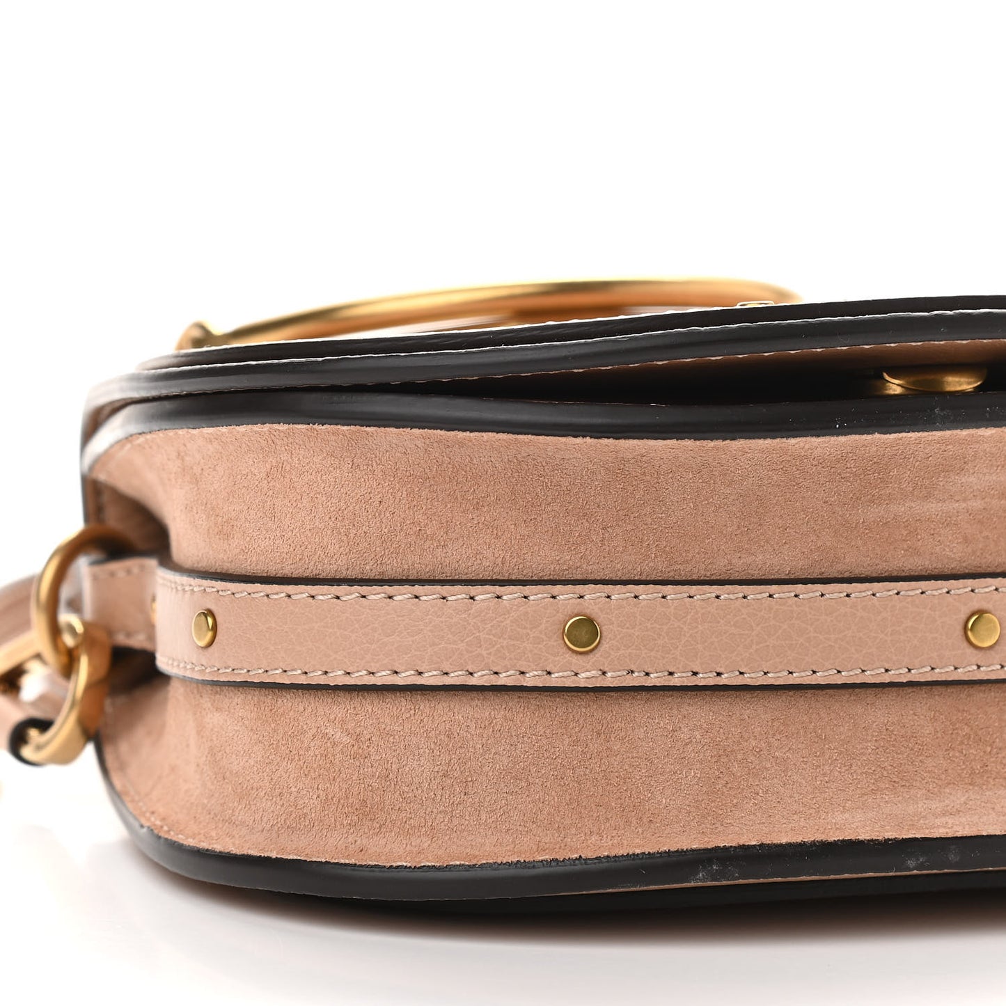 Calfskin Suede Small Nile Bracelet Bag Biscotti Beige