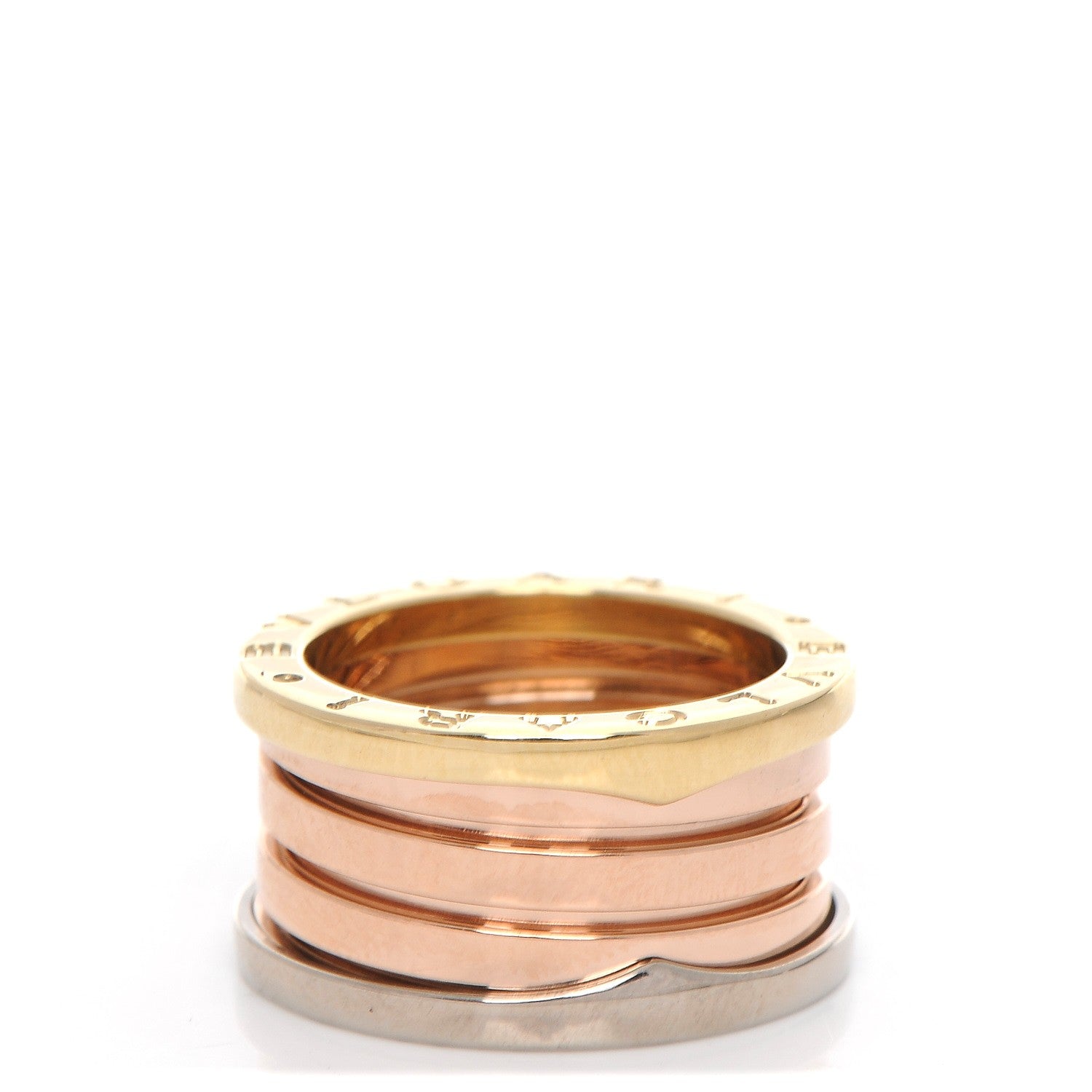 Bulgari 18K Rose White Yellow Gold B.Zero1 Four-Band Ring 51 5.75 1 of 6
