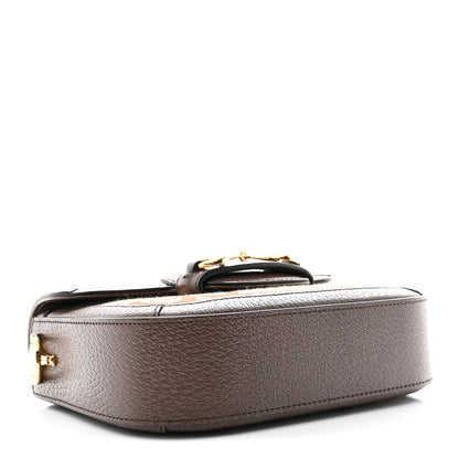 Gucci Monogram Jumbo GG Textured Dollar Calfskin Web Mini Horsebit 1955 Shoulder Bag Camel Ebony New Acero 4 of 10