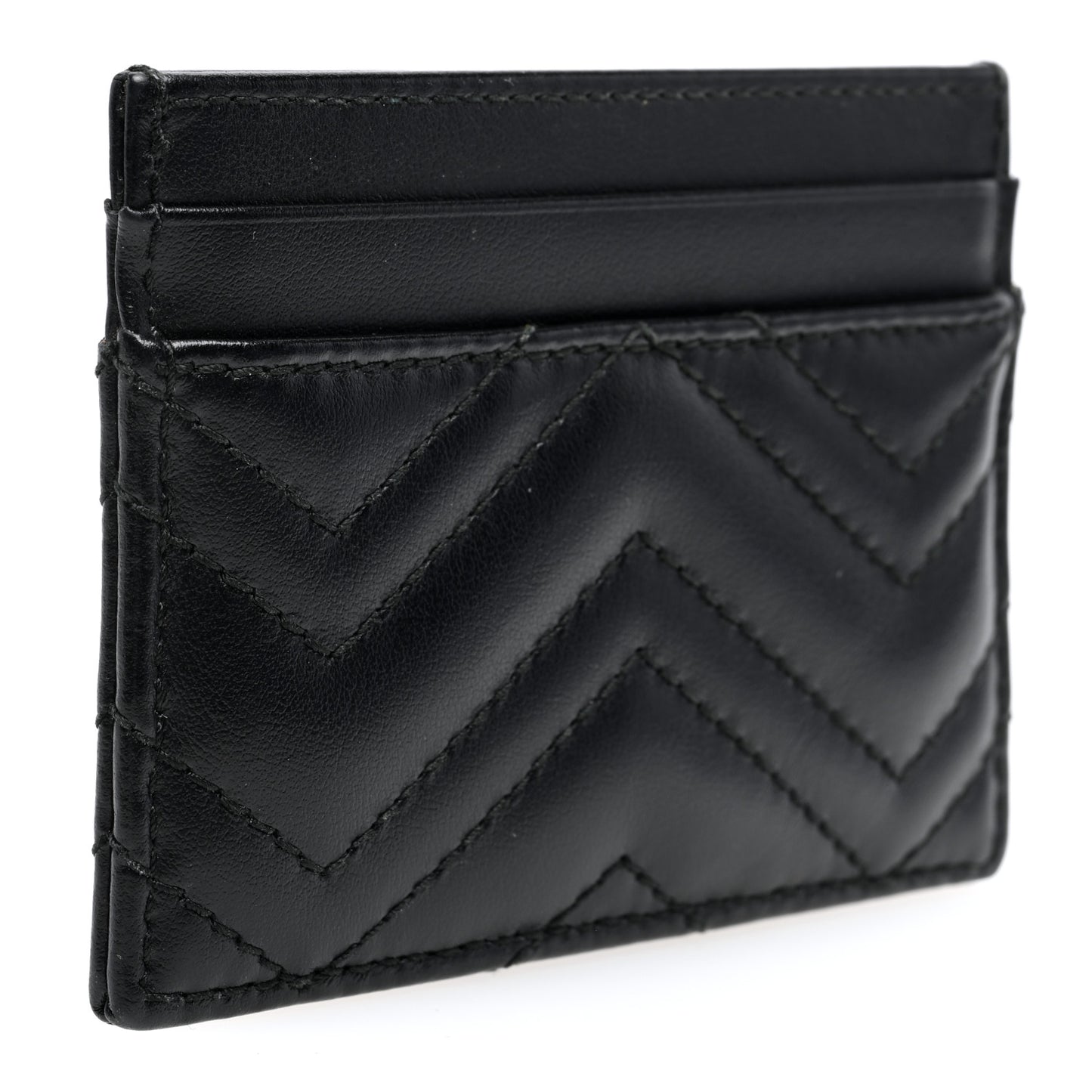 Calfskin Matelasse GG Marmont Card Holder Black