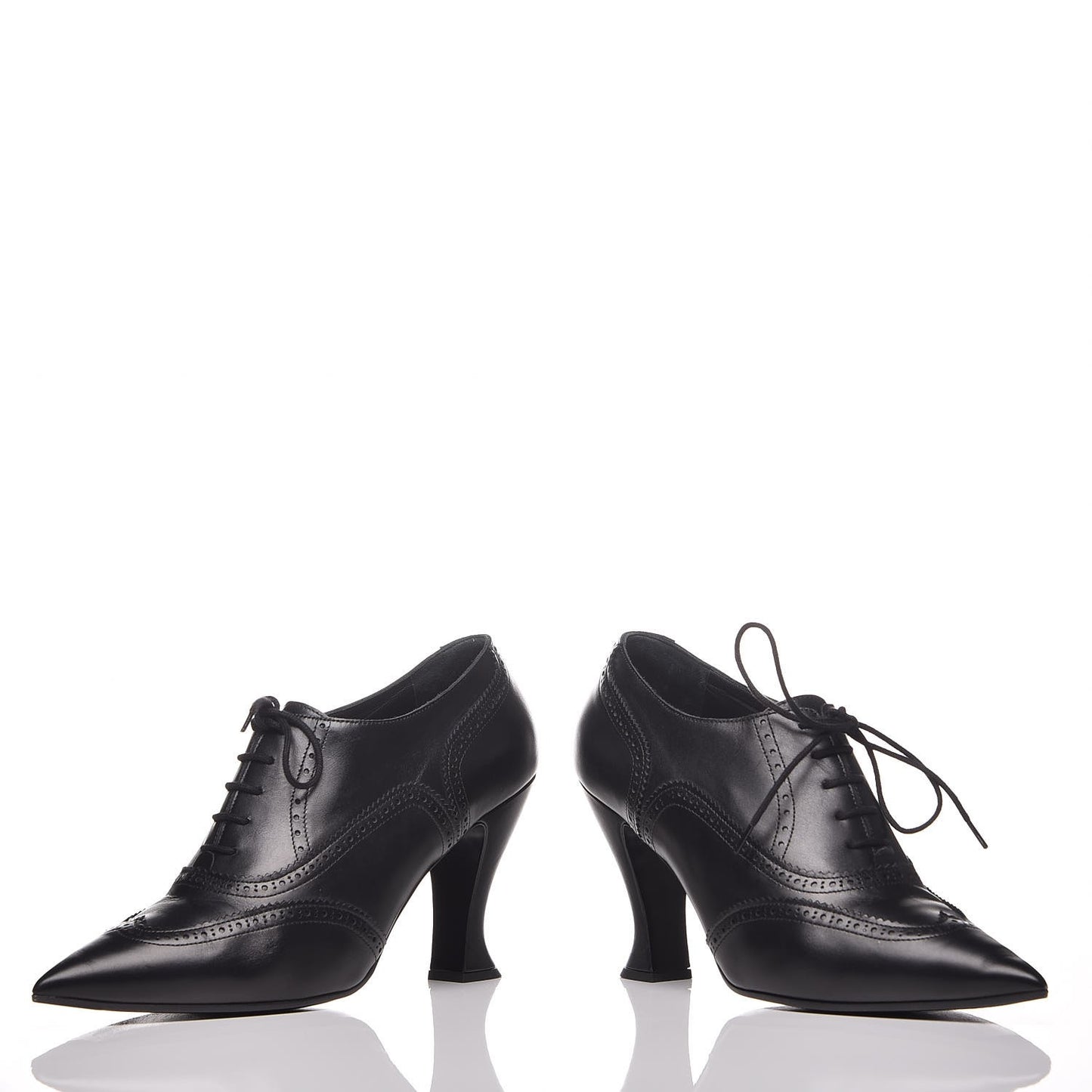 Calfskin CC Oxford Lace Up Booties 39 Black