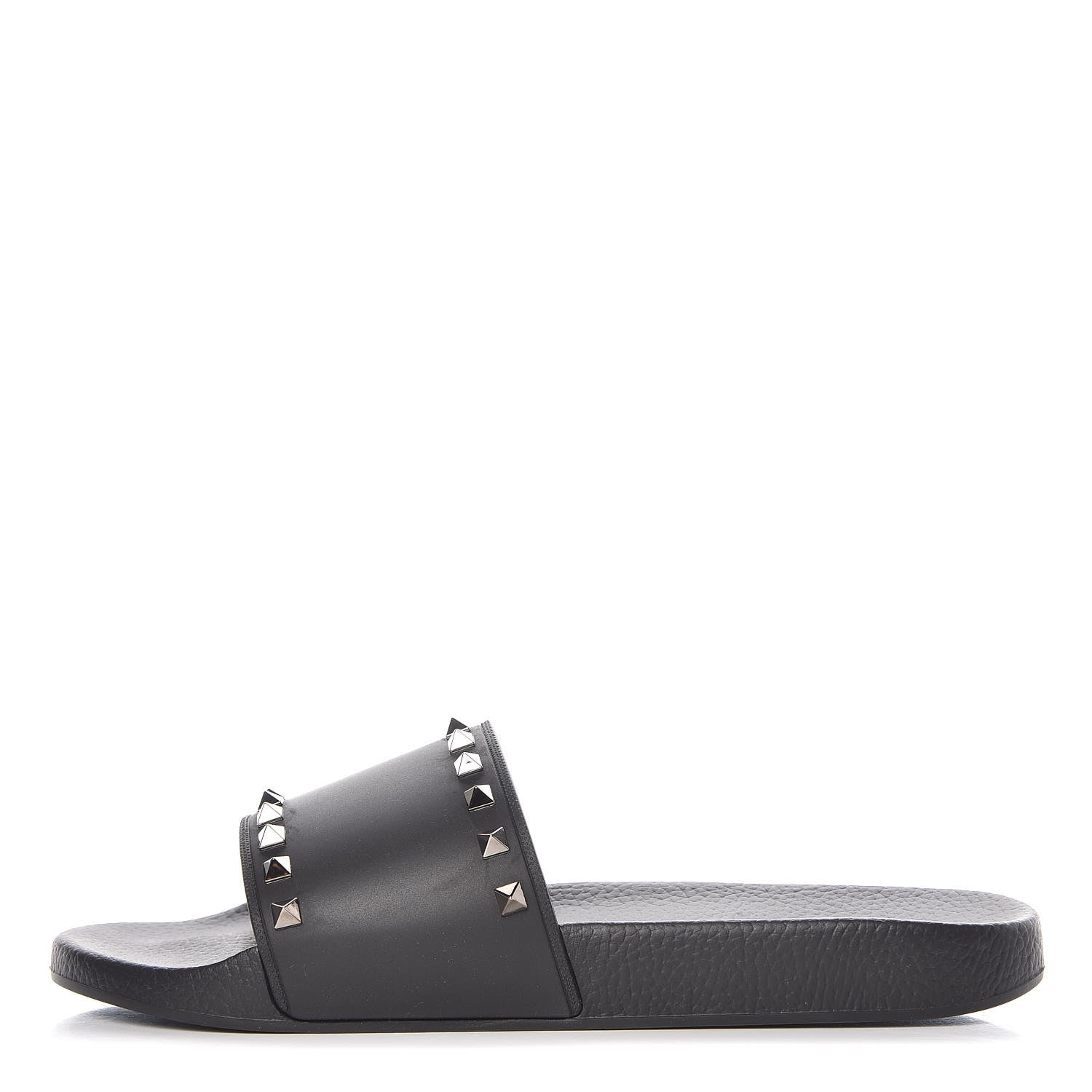 Valentino Garavani Rubber Rockstud Slide Sandals 44 Black 1 of 8