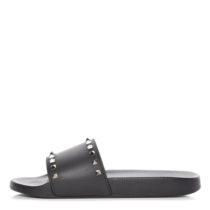 Valentino Garavani Rubber Rockstud Slide Sandals 44 Black 1 of 8