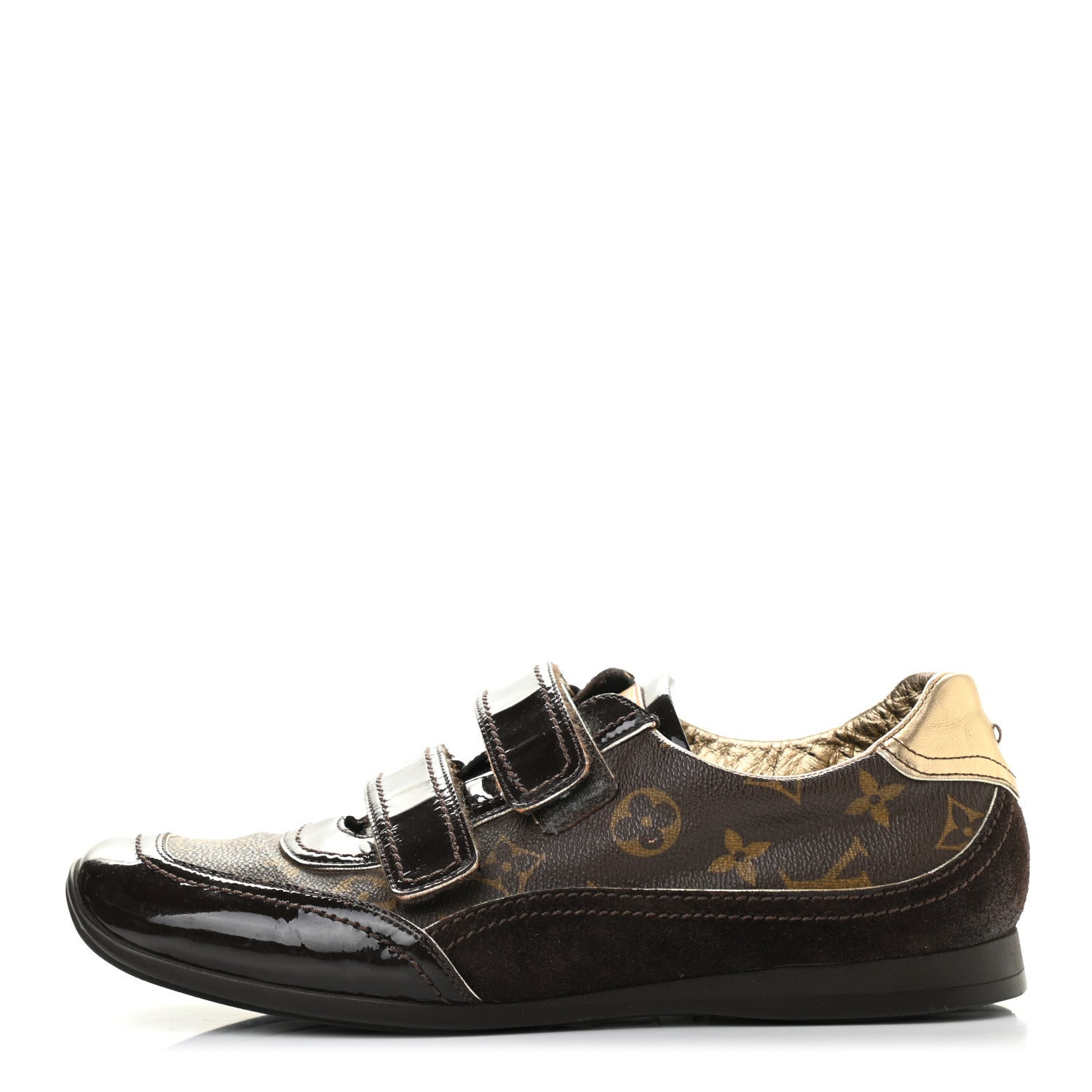Louis Vuitton Monogram Suede Patent Speeding Velcro Sneakers 39 1 of 10