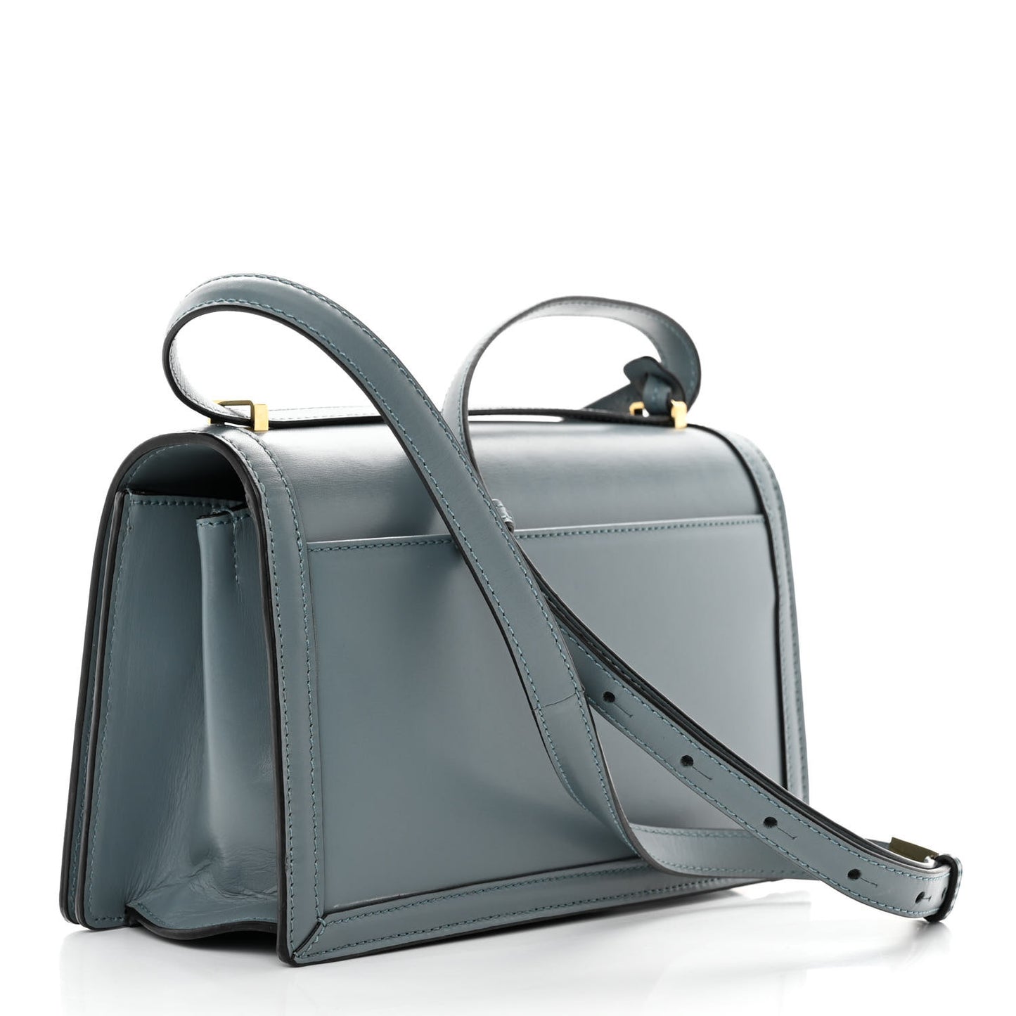 Calfskin Medium Barcelona Shoulder Bag Stone Blue