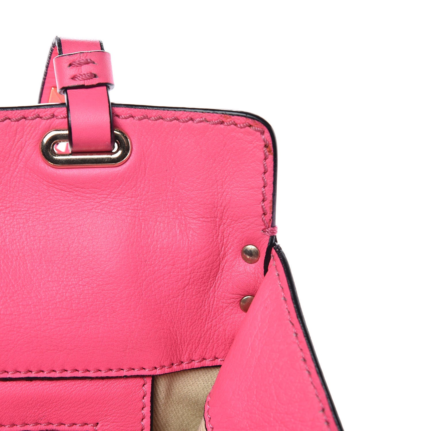 Valentino Garavani Vitello Small Rockstud Tote Fuxia Fluo 7 of 14