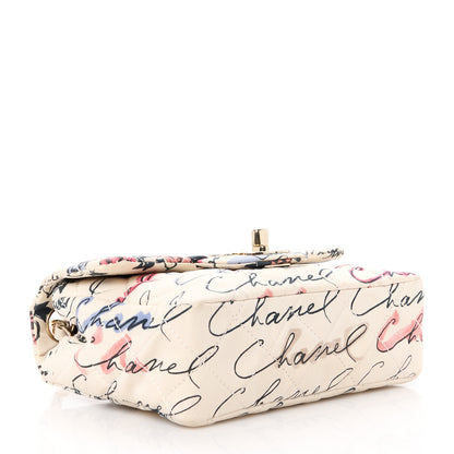 Chanel Nylon Quilted Rue Cambon Camellia Printed Mini Flap White Multicolor 4 of 12
