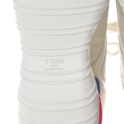 Fendi X FILA Vitello Mania Painted Womens Chunky Sneakers 40 Ice White Caipiroska Blueberry 6 of 9