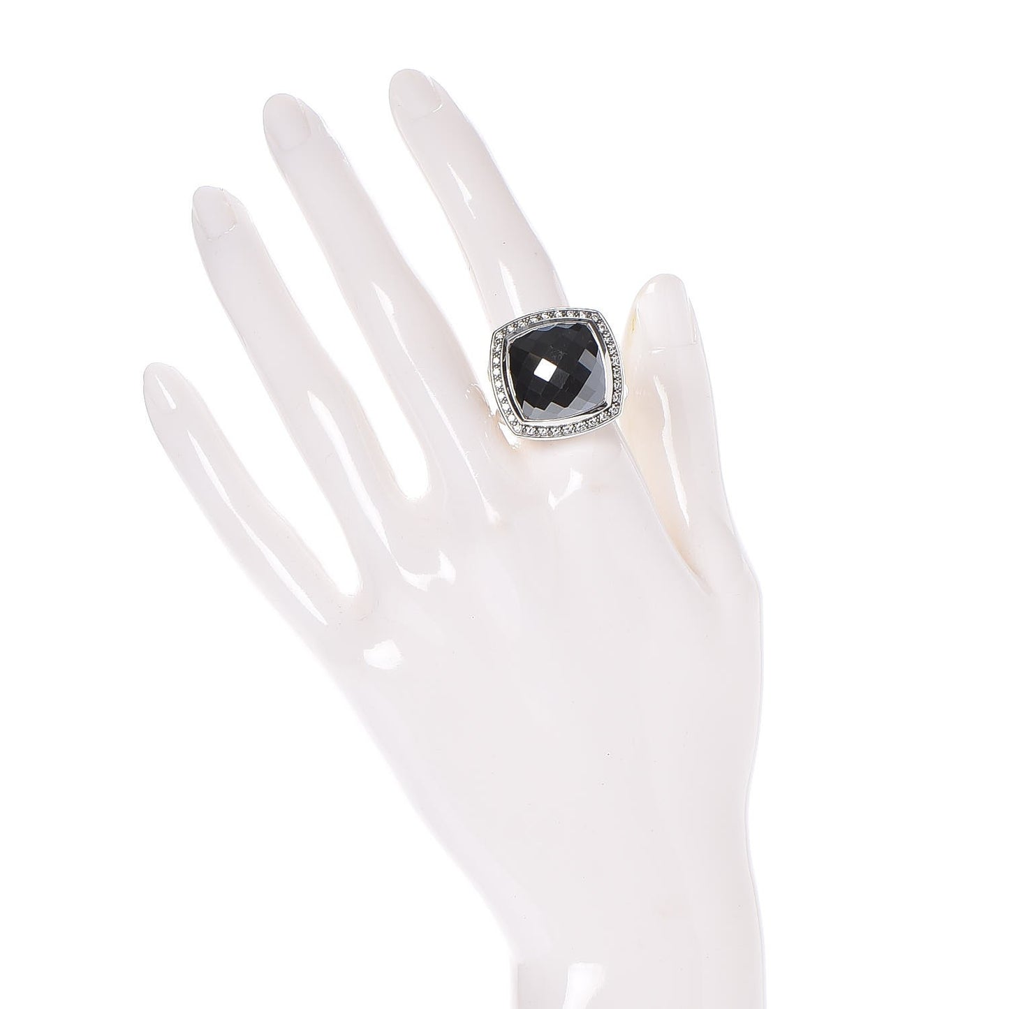 Sterling Silver Diamond Hematite 17mm Albion Ring 54 7