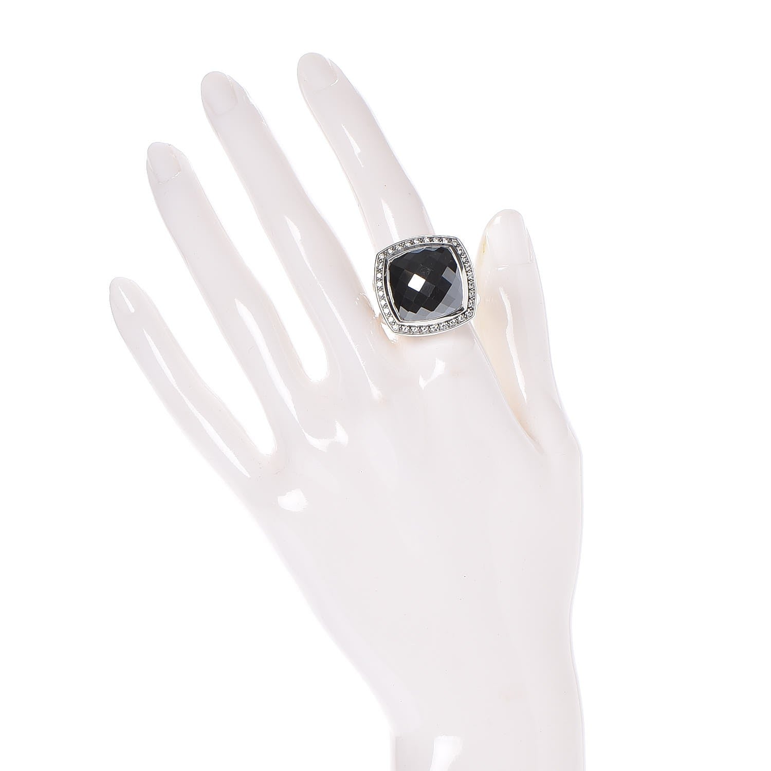 David Yurman Sterling Silver Diamond Hematite 17mm Albion Ring 54 7 2 of 6