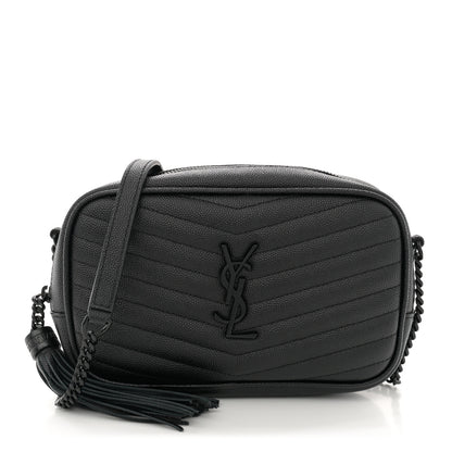 Saint Laurent Grain De Poudre Matelasse Monochrome Monogram Mini Lou Camera Bag Black 1 of 11