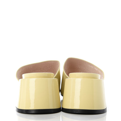 Gucci Patent Lexi Horsebit Mid-Heel Slide Sandals 40 Burro 6 of 10