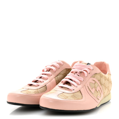 Gucci Monogram Nappa Interlocking G Sneakers 37.5 New Sand Rose Dragea 4 of 12