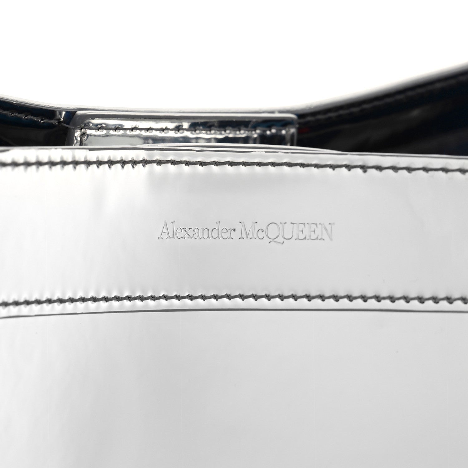 Alexander McQueen Metallic Faux Patent Large The Bow Bag Silver 7 of 9