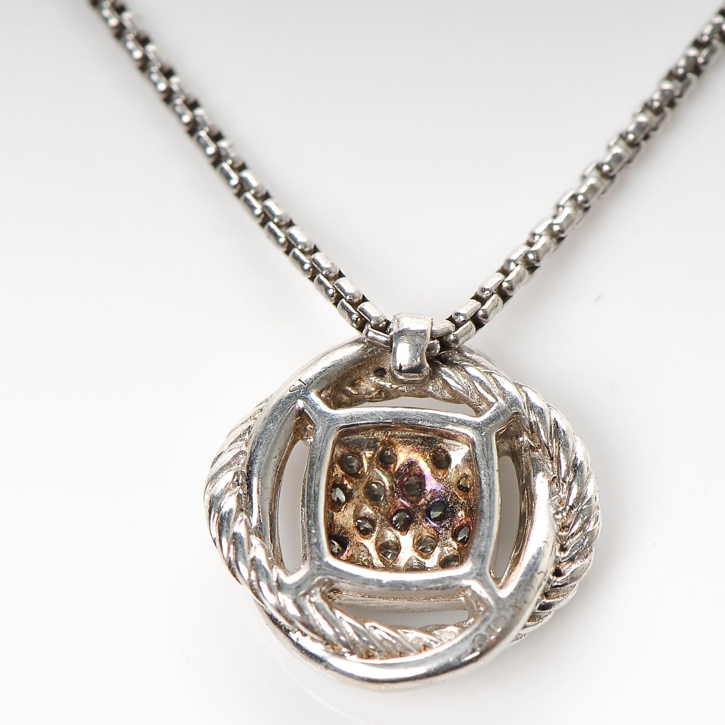 Sterling Silver Diamond 7mm Infinity Pendant Necklace