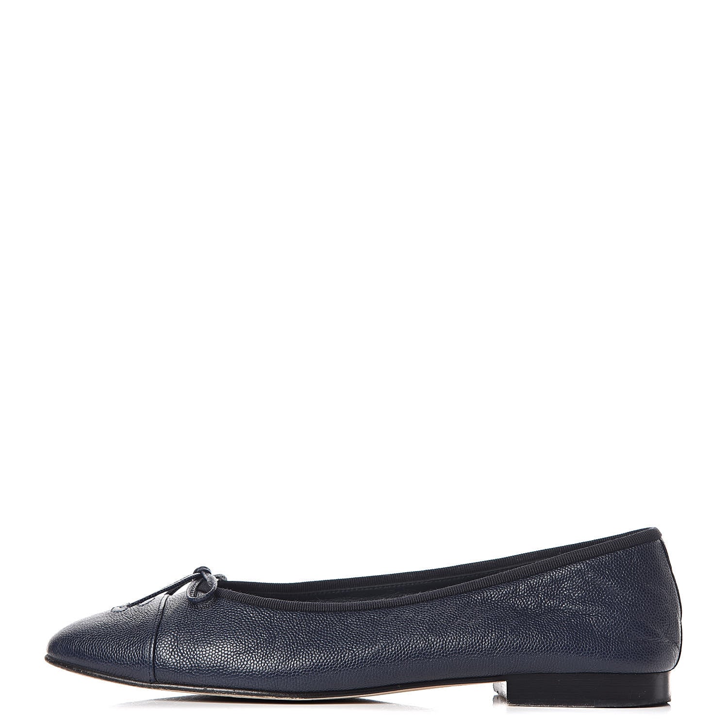 Chanel Caviar CC Cap Toe Ballerina Flats 41 Navy 1 of 17