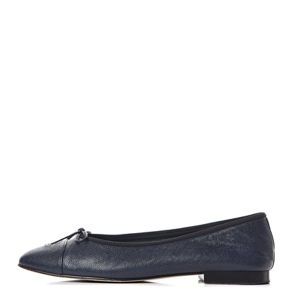 Chanel Caviar CC Cap Toe Ballerina Flats 41 Navy 1 of 17