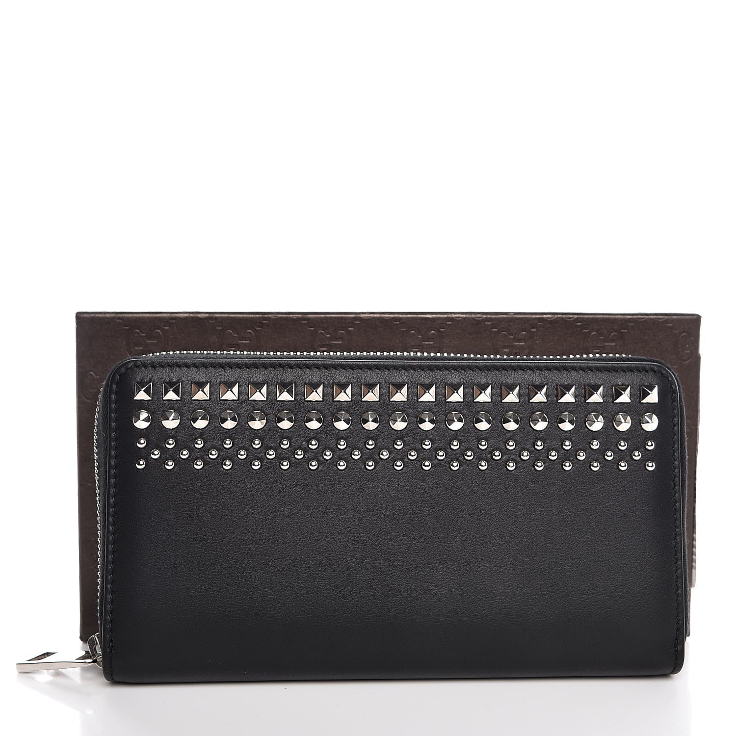 Gucci Calfskin Studded Zip Around Wallet Black 8 of 8