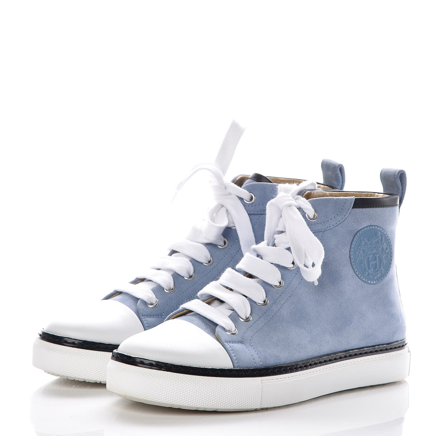 Chevre Velours Womens Jimmy High Top Sneakers 37 Bleu Glacier Black