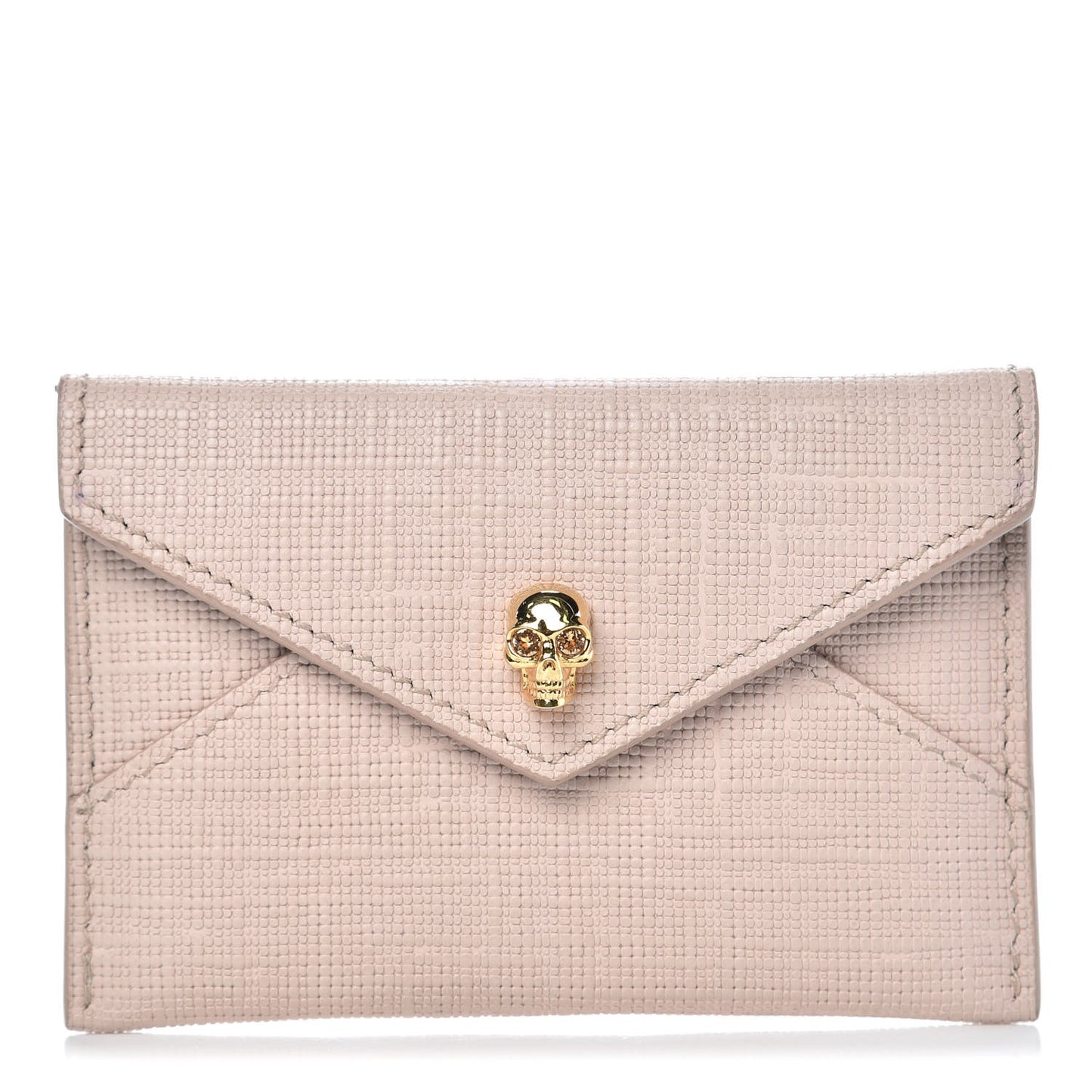Calfskin Skull Envelope Card Holder Teint