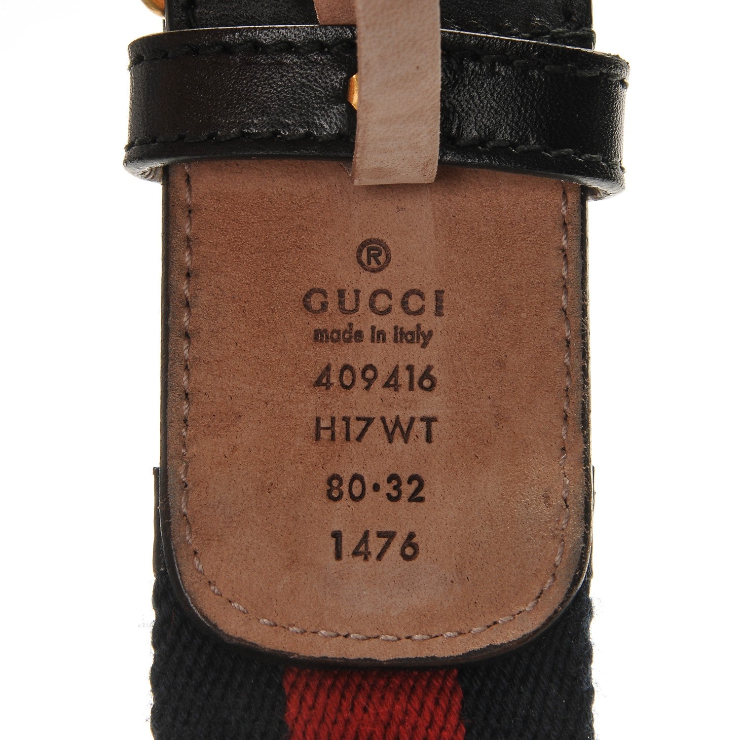 Gucci Nylon Calfskin Double G Web 40mm Belt 80 32 Blue Red Black 6 of 7