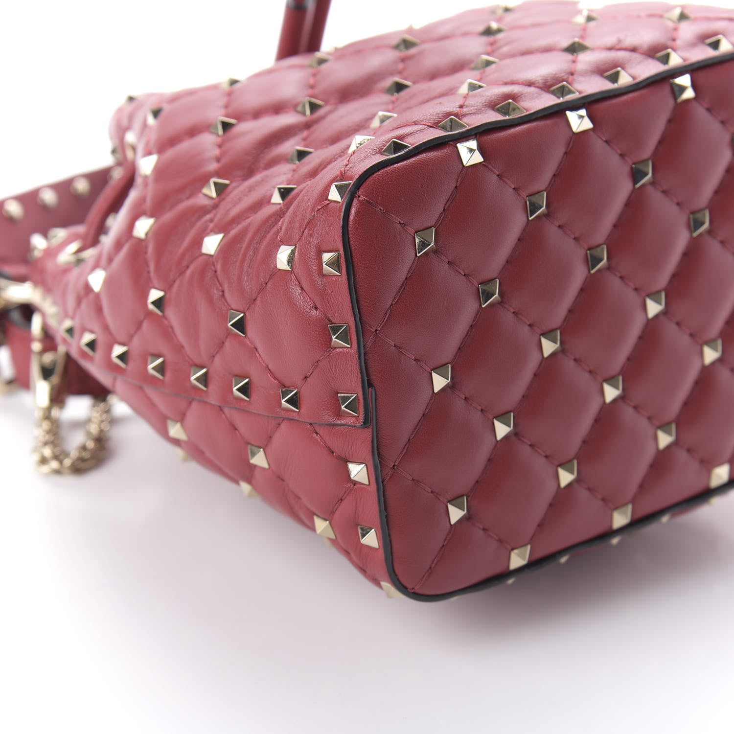 Valentino Garavani Nappa Small Rockstud Spike Bucket Bag Rosso Valentino 6 of 9