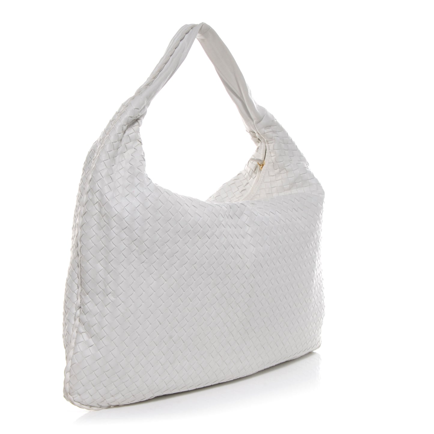 Nappa Intrecciato Maxi Veneta Hobo White