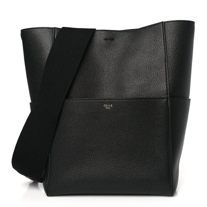 Celine Soft Grained Calfskin Sangle Bucket Bag Black 1 of 11