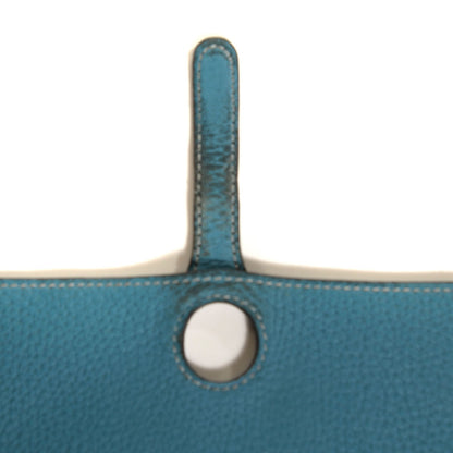Hermes Taurillon Clemence Dogon Duo Wallet Blue Jean 9 of 12