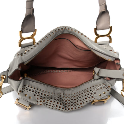 Chloe Calfskin Perforated Medium Marcie Satchel Grey 4 of 12