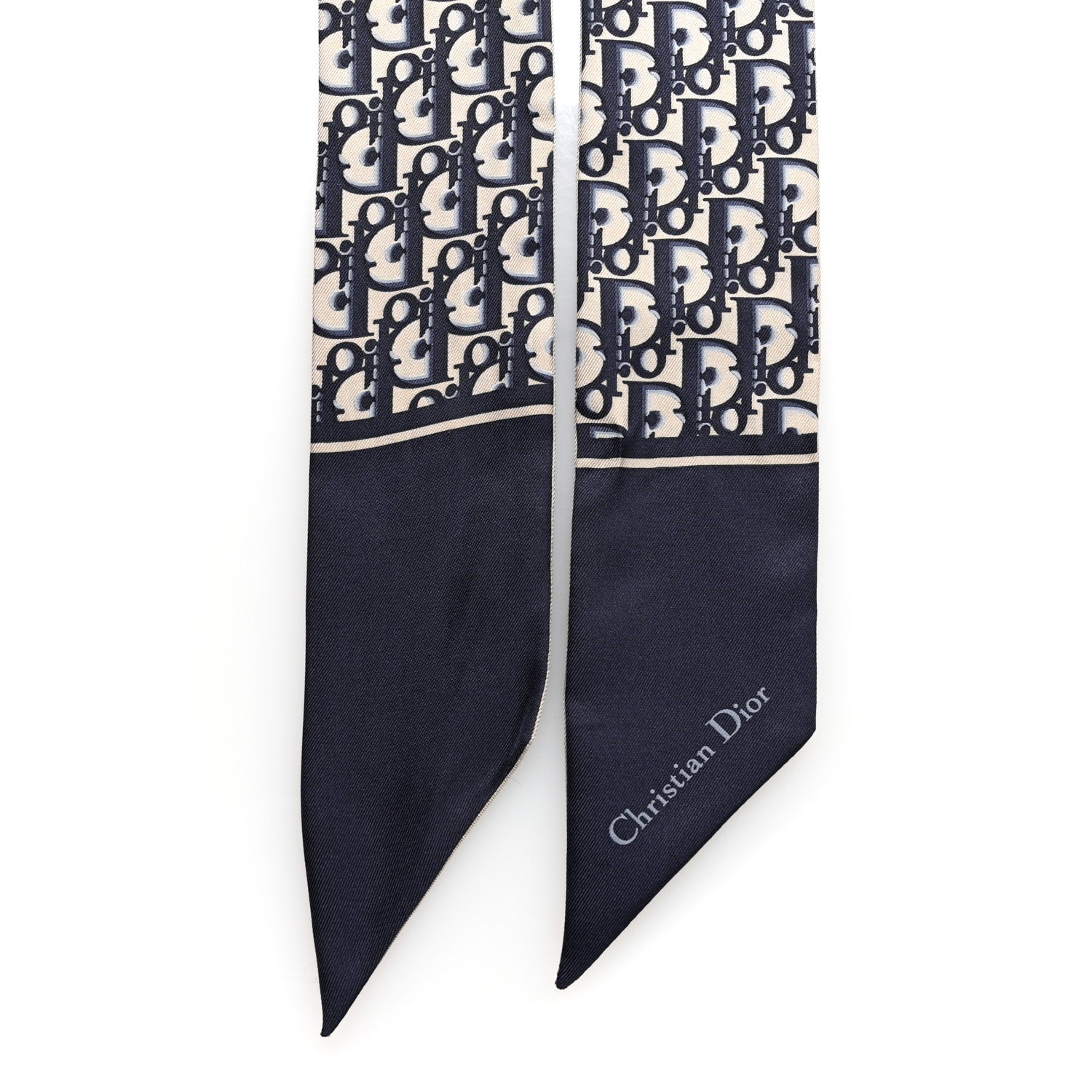 Christian Dior Silk Oblique Mitzah Scarf Bleu Marine Bleu Marine 2 of 5