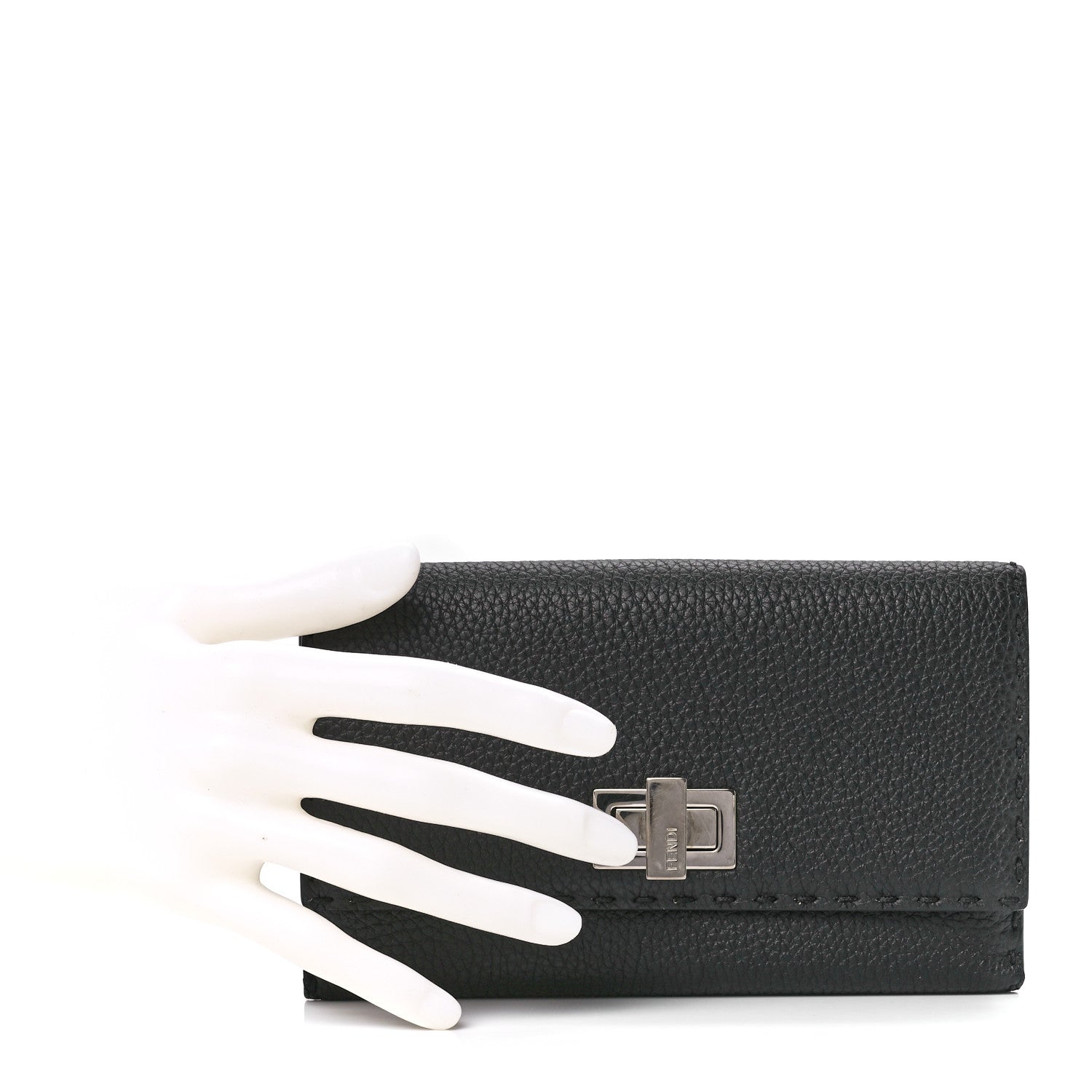Fendi Cuoio Romano Selleria Peekaboo Continental Wallet Asfalto 2 of 16