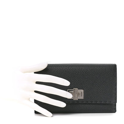 Fendi Cuoio Romano Selleria Peekaboo Continental Wallet Asfalto 2 of 16