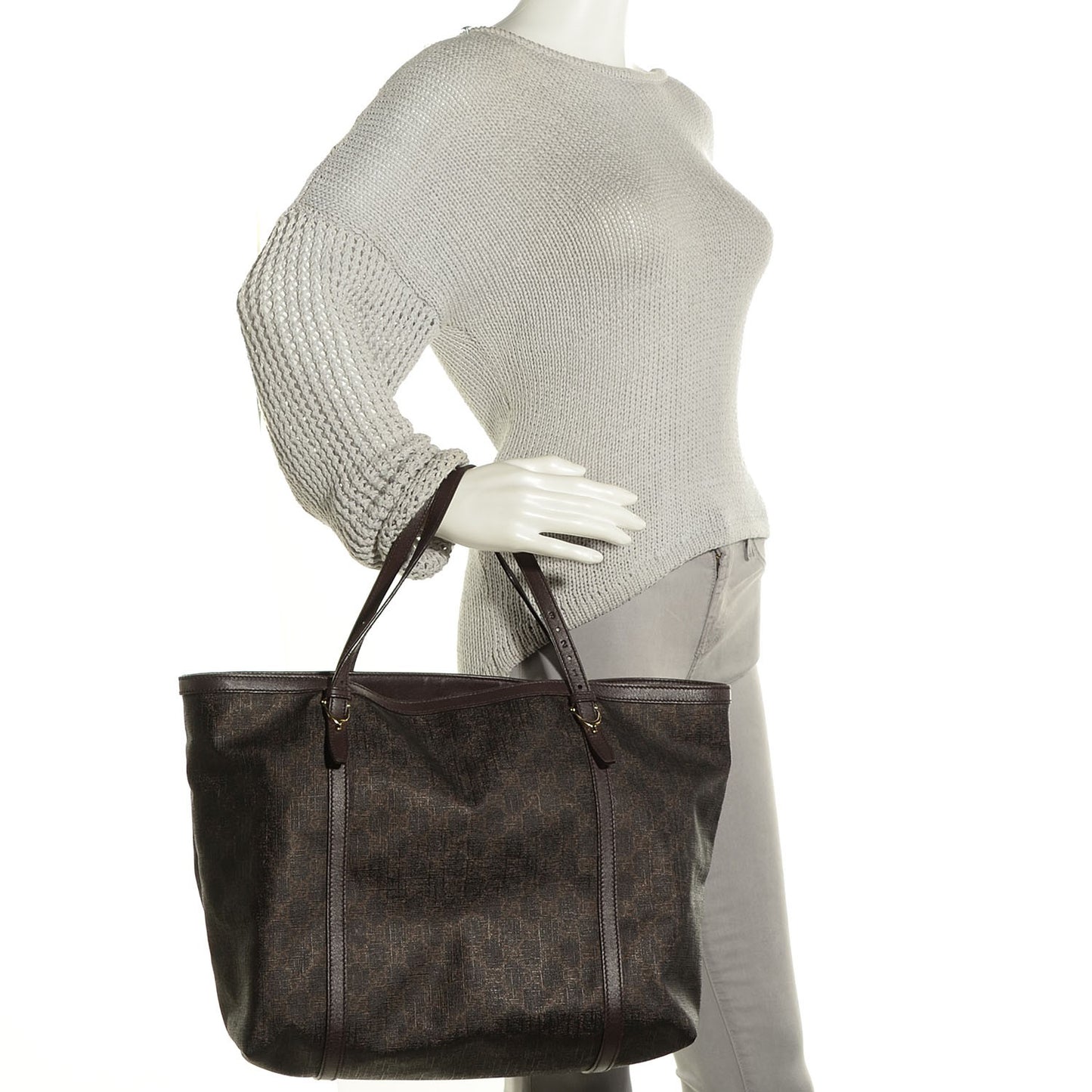 GG Supreme Monogram Medium Nice Tote Dark Brown